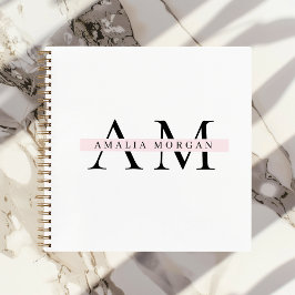 "Minimal Pastel Pink Initial & Name Personalisiert Notizblock