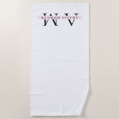 "Minimal Pastel Pink Initial & Name Personalisiert Strandtuch (Vorderseite)