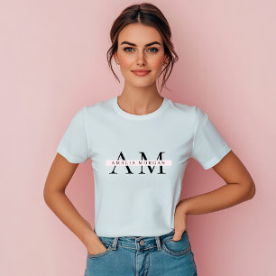 "Minimal Pastel Pink Initial & Name Personalisiert Tri-Blend Shirt