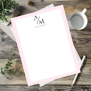 Minimal Pastel Pink Initial & Personalisiert Briefbogen