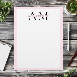 Minimal Pastel Pink Initial & Personalisiert Briefbogen