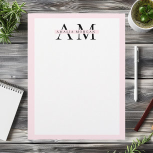 Minimal Pastel Pink Initial & Personalisiert Briefbogen