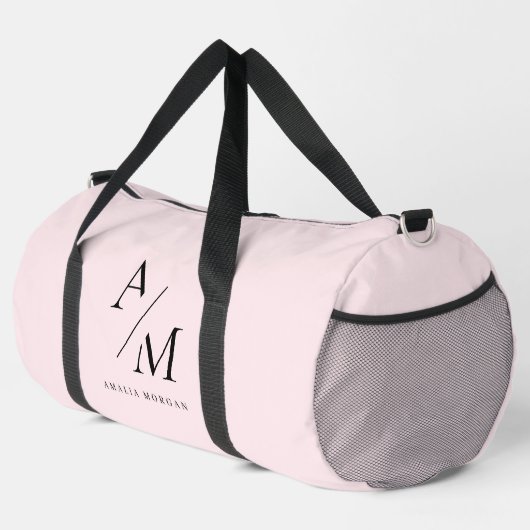 Minimal Pastel Pink Initial & Personalisiert Duffle Bag (Rechte Ecke)