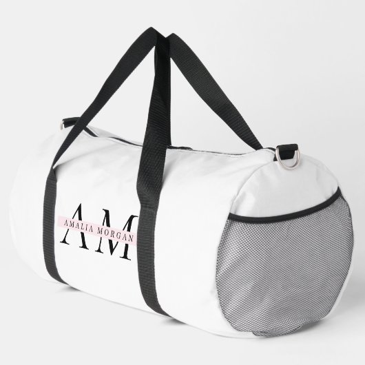 Minimal Pastel Pink Initial & Personalisiert Duffle Bag (Rechte Ecke)