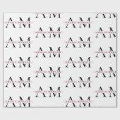 Minimal Pastel Pink Initial & Personalisiert Geschenkpapier (Flach)