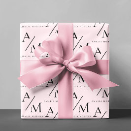 Minimal Pastel Pink Initial & Personalisiert Geschenkpapier