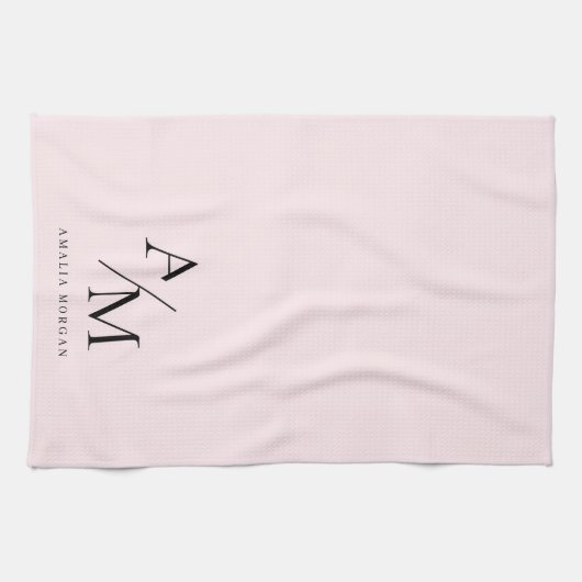 Minimal Pastel Pink Initial & Personalisiert Geschirrtuch (Horizontal)