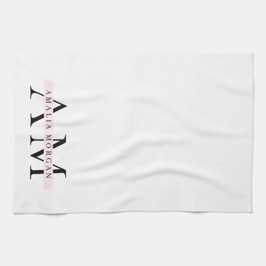 Minimal Pastel Pink Initial & Personalisiert Geschirrtuch (Horizontal)