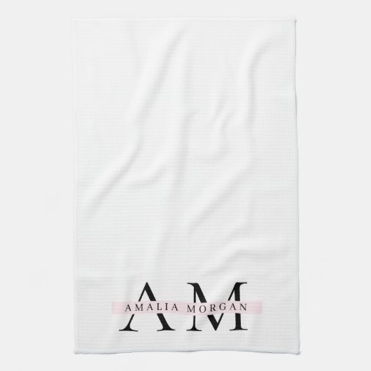 Minimal Pastel Pink Initial & Personalisiert Geschirrtuch (Vertikal)