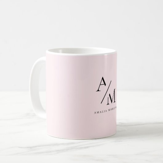 Minimal Pastel Pink Initial & Personalisiert Kaffeetasse (Vorderseite Links)