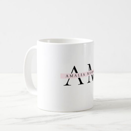 Minimal Pastel Pink Initial & Personalisiert Kaffeetasse (Vorderseite Links)