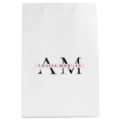 Minimal Pastel Pink Initial & Personalisiert Mittlere Geschenktüte (Vorderseite)