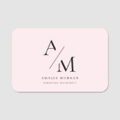 Minimal Pastel Pink Initial & Personalisiert Namensschild (Vorderseite)