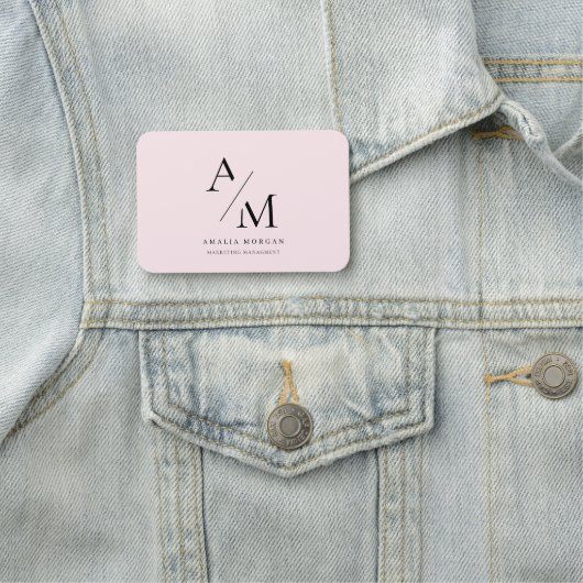 Minimal Pastel Pink Initial & Personalisiert Namensschild (Beispiel)