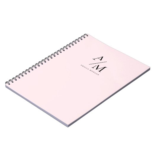 Minimal Pastel Pink Initial & Personalisiert Notizblock (Linke Seite)