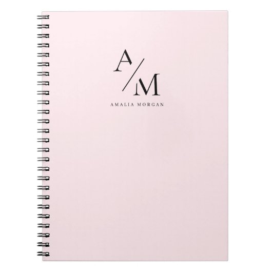 Minimal Pastel Pink Initial & Personalisiert Notizblock (Vorderseite)