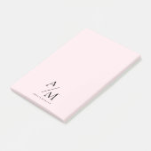 Minimal Pastel Pink Initial & Personalisiert Post-it Klebezettel (angewinkelt)