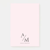 Minimal Pastel Pink Initial & Personalisiert Post-it Klebezettel (Vorderseite)