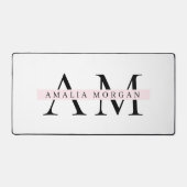 Minimal Pastel Pink Initial & Personalisiert Schreibtischunterlage (Vorderseite)