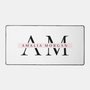 Minimal Pastel Pink Initial & Personalisiert Schreibtischunterlage