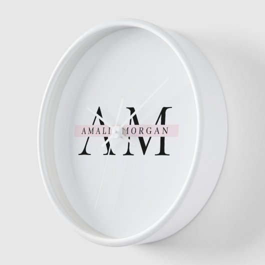 Minimal Pastel Pink Initial & Personalisiert Uhr (Winkel)