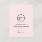 Minimal Pastel Pink Initial & Personalisiert Visitenkarte (Rückseite)