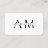 Minimal Pastel Pink Initial & Personalisiert Visitenkarte (Vorderseite)