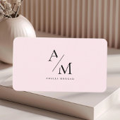 Minimal Pastel Pink Initial & Personalisiert Visitenkarte