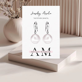 Minimal Pastel Pink Initial & Personalisiert Visitenkarte