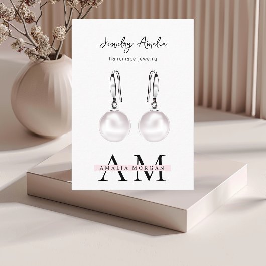 Minimal Pastel Pink Initial & Personalisiert Visitenkarte