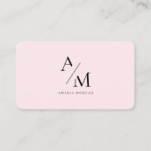 Minimal Pastel Pink Initial & Personalisiert Visitenkarte (Vorderseite)
