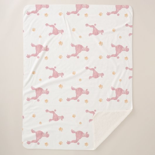 Minimal Pastel Pink Poodle Pattern Blanket Sherpadecke (Vorderseite)