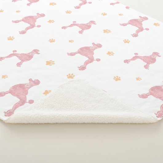 Minimal Pastel Pink Poodle Pattern Blanket Sherpadecke (3/4)