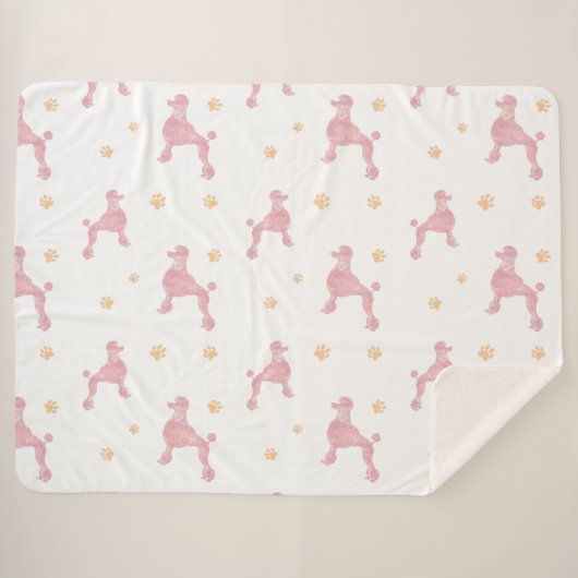Minimal Pastel Pink Poodle Pattern Blanket Sherpadecke (Vorderseite (Horizontal))