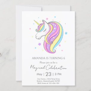 Minimal Pastel Unicorn Geburtstagsparty Einladung