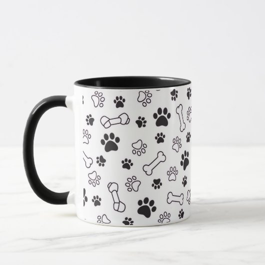 Minimal Paw & Bones Pattern Mug Tasse (Links)