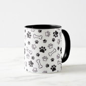 Minimal Paw & Bones Pattern Mug Tasse (VorderseiteRechts)