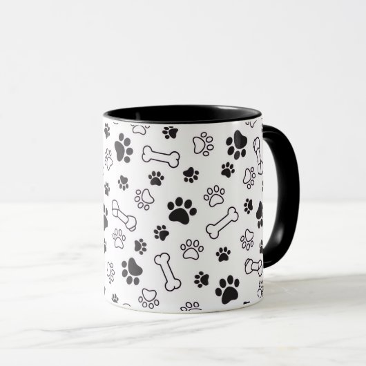 Minimal Paw & Bones Pattern Mug Tasse (VorderseiteRechts)