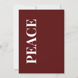 Minimal PEACE | Deep Red Holiday Greeting Card Feiertagskarte
