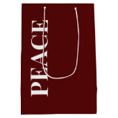 Minimal PEACE | Deep Red Holiday Mittlere Geschenktüte (Rückseite)