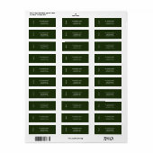 Minimal PEACE | Forest Green Holiday Address Label (Vorne)