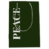Minimal PEACE | Forest Green Holiday Mittlere Geschenktüte (Vorderseite)