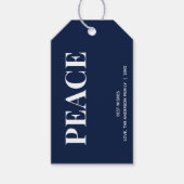 Minimal PEACE | Navy Blue Holiday  Geschenkanhänger (Vorderseite)