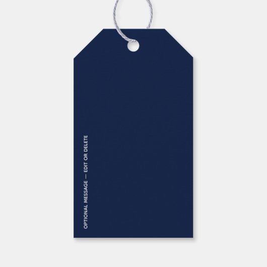 Minimal PEACE | Navy Blue Holiday  Geschenkanhänger (Rückseite)