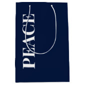 Minimal PEACE | Navy Blue Holiday Mittlere Geschenktüte (Vorderseite)