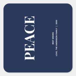 Minimal PEACE | Navy Blue Holiday Quadratischer Aufkleber