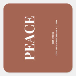 Minimal PEACE | Terracotta Holiday Quadratischer Aufkleber