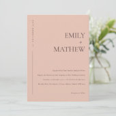 MINIMAL PEACH RUST ORANGE TYPOGRAPHY WEDD EINLADUNG (Stehend Vorderseite)