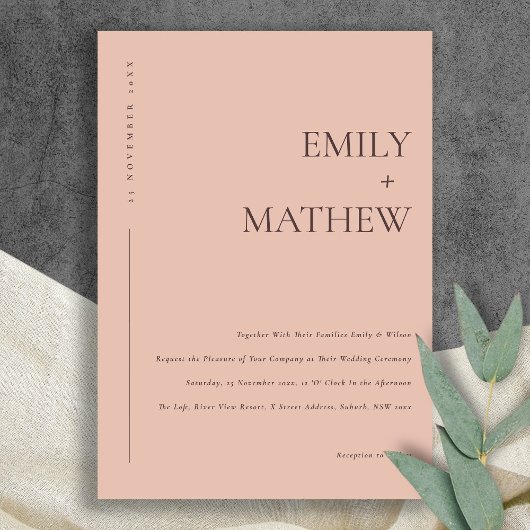 MINIMAL PEACH RUST ORANGE TYPOGRAPHY WEDD EINLADUNG