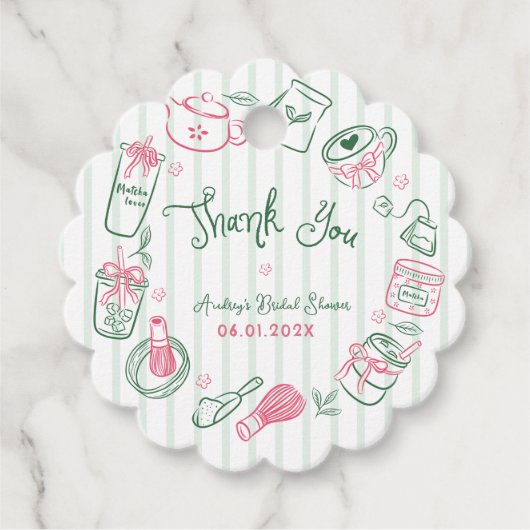 Minimal Perfect Matcha  Bridal Shower Thank You Geschenkanhänger (Vorderseite)